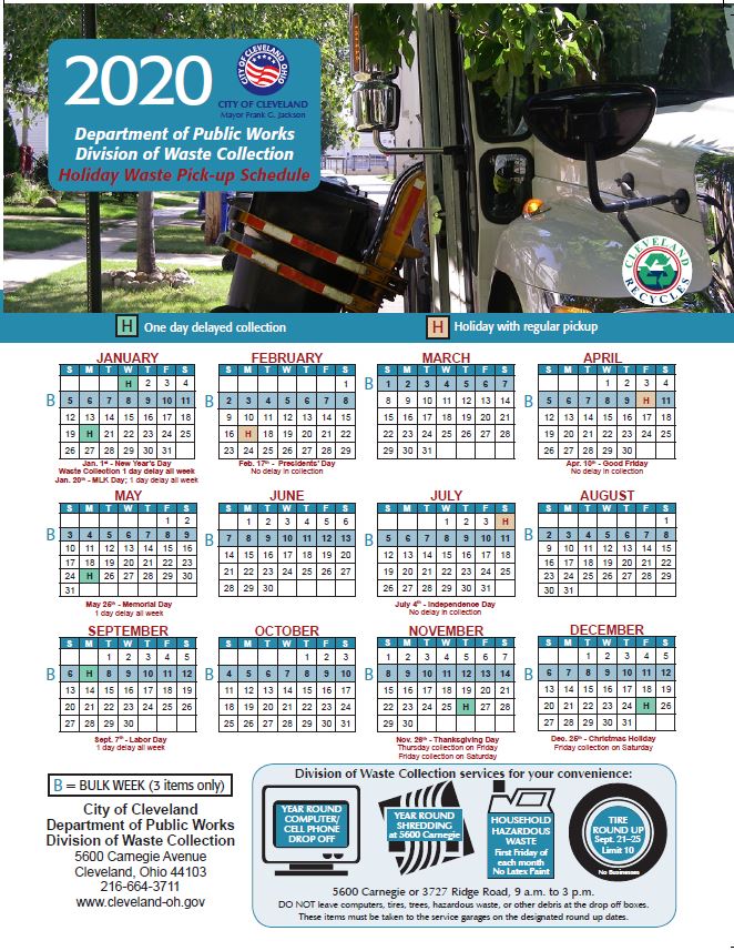 2020 Waste Collection Schedule-City of Cleveland - West Park Kamm's Neighborhood Development