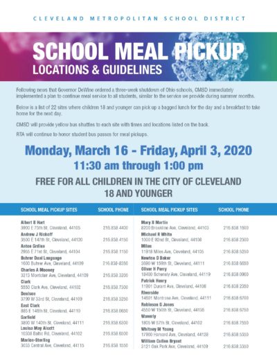 CMSD School Meal Pick - West Park Kamm's Neighborhood Development